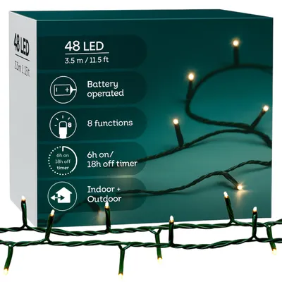 LED-Lichtsnoer 3,5 m / 48 LEDs, warmweiß, IP44, Timer, 8 Modi