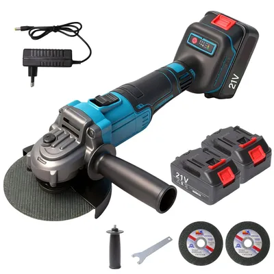 Obrázok produktu pre Uhlová brúska – akumulátorová 125 mm – bezkefový motor – 1000 W – 13 000 ot./min – 2 akumulátory – zástrčka EÚ