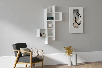 Image de Skye Decor, Keno- Keno PUQ, blanc, étagères murales, 125x78,6x20 cm, panneau de particules 100% mélaminé