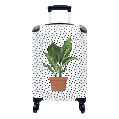 Produktbild von MuchoWow® Koffer Handgepäck Trolley Rollkoffer Kleine Reisekoffer mit 4 Rollen - Pflanzen - Pflanzgefäß - Dots - Cabin Size < 55x40x23 cm & 55x40x20 cm - Fotokoffer - Kabinenkoffer - Boardgepäck - Reise-Box - Reisekoffer - Reisegepäck - Koffer mit Bild - Trolley für Kinder
