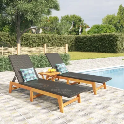 Zdjęcie produktu dla VidaXL 319728, Lounge, Drewno akacjowe, Technorattan, Stal, Czarny, Brązowy, 540 mm, 2000 mm, 870 mm
