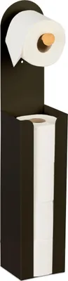 Produktbild von Relaxdays Toilettenpapierhalter freistehend, HxBxT: ca. 66x12x11cm, Eisen & Bambus, Klopapieraufbewahrung, schwarz/natur