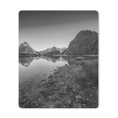 Produktbild von MuchoWow® Mauspad Mousepad Neuseeland - Berg - Schwarz - Weiß 30x40 cm - Mousepads - Maus Mat - Pad - Mausunterlage - Mausmatten