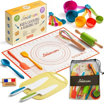 Productafbeelding van Kindermessen set, Montessori keukenset, voor koken, vanaf 3 jaar, kookgerei
