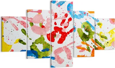 Produktbild von Bild auf Leinwand - Leinwandbild - Drucke Hände Komposition mehrfarbig - 125x70cm - Wand Bild - Wanddeko - Leinwanddruck - Bilder - Kunstdruck - Leinwand bilder - Wandkunst - EA125x70-2876