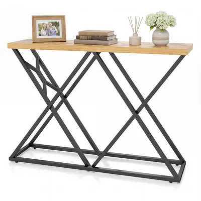 Produktbild von COSTWAY Konsolentisch, 140 cm Eingangstisch mit geometrischer Metallbasis, industrieller Akzenttisch, Flurtisch, Sofatisch für Flur, Wohnzimmer
