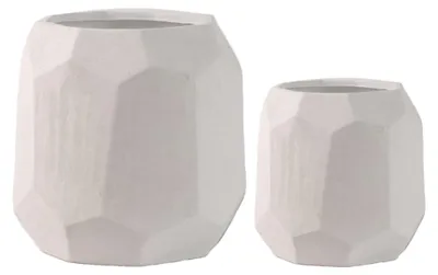 Obrázok produktu pre Geometrické keramické kvetináče – biela sada 2 kusov