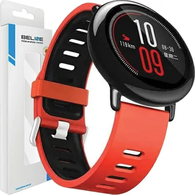 Produktbild von Beline Uhrenarmband 20Mm DoppelfarbenSilikon Rot/Schwarz Box