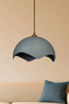 Produktbild von Opviq, Elegante Pendelleuchte mit Metallkörper, Blau und Gold, Höhenverstellbar (22-62 cm), Ø30 cm, IP20, E27 Fassung, Max 40 W, Ideal für modernes Wohndesign.