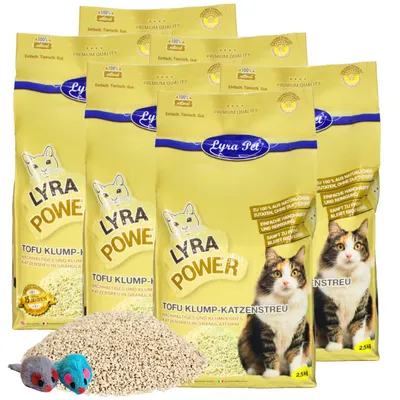 Image de 15 kg de litière agglomérante au tofu Lyra Pet® + 2 souris