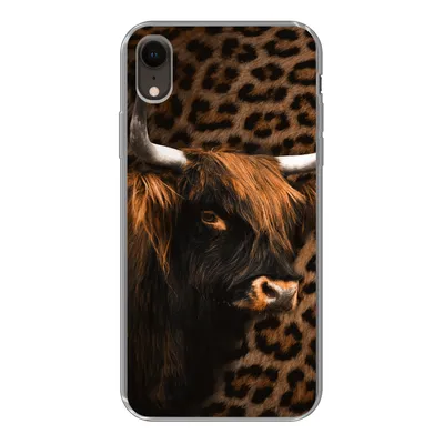 Produktbild von MuchoWow® Handyhülle Schutzhülle Hülle für iPhone XR Schottischer Highlander - Pelz - Pantherdruck Silikon Softcase Handy Hülle - Schutzdeckel