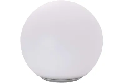 A white spherical lamp on a white background.