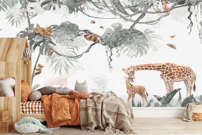 Obrázek produktu pro Deco-Wall | Viles fototapeta - dětský pokoj | safari | 300x200 cm | nástěnná malba | samolepka na zeď pro děti