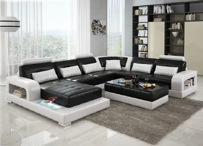 Zdjęcie produktu dla Sofa Narożna Skórzana Tapicerka Siedziska