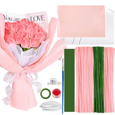 Tulpen-Bastelset: 200 Pfeifenreiniger, 21 Stiele, DIY