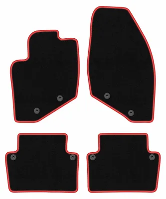 Obrázok produktu pre Velúrové autokoberce pre: Volvo S80 I 1998-2006 (sedan) – sada 4 ks, čierno-červené, na mieru – Wielganizator CARLUX
