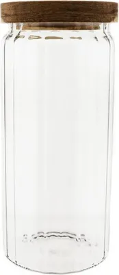 Immagine prodotto di Barattoli di stoccaggio 20 x 9 cm in vetro borosilicato di alta qualità con coperchio in legno