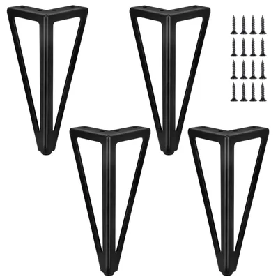 Immagine prodotto di Omgoods - Set di 4 piedini di ricambio per mobili - Metallo nero, 20 cm, per sedie e tavoli