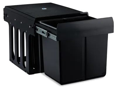 Einbau-Mülltrennsystem 3 Fächer 15 l & 2x 8 l schwarz 35,1x34,3x48 cm