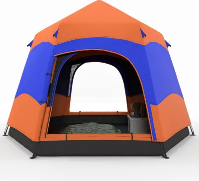 Image de Tente familiale Quick-Up à double paroi pour 4 à 6 personnes, 4 saisons, imperméable, avec moustiquaire, 2 entrées