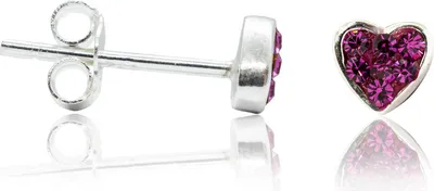 Produktbild von Ohrstecker 925 Sterling Silber Herz mit Zirkonia in verschiedenen Farben Farbe - Pink