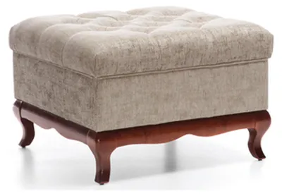 Produktbild von Hocker Designer Chesterfield Fußhocker Textil Beige Polster Bank Stoff