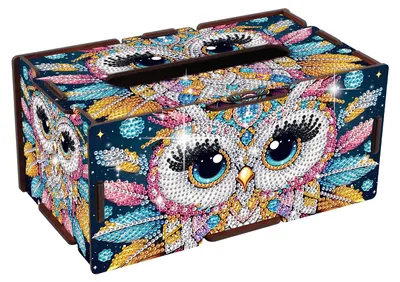 Diamond Painting Tissuedoos Uil 22,5×12,7×10,5 cm