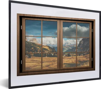Produktbild von MuchoWow® MuchoWow® Gerahmtes Poster Aussicht - Weg - Berg 40x30 cm - Poster mit zchwarzem Bilderrahmen - Bilderrahmen - Poster im Rahmen