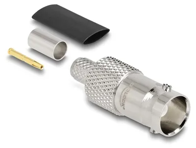 Image de Delock BNC Buchse zum Crimpen RG-59mit passendem Schrumpfschlauch