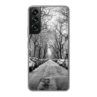 Produktbild von MuchoWow® Handyhülle Schutzhülle Hülle für Samsung Galaxy S22 Plus Geparkte Autos in New York - schwarz und weiß Silikon Softcase Handy Hülle - Schutzabdeckung
