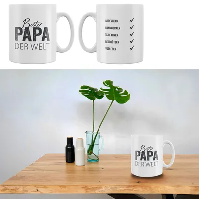Produktbild von Tasse "Papa" Trinkbecher Becher Kaffeetasse Steinzeug Aufdruck