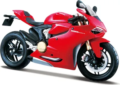 Produktbild von Maisto 1:12 Ducati 1199 Panigale Modell auf Sockel mit Lenkung
