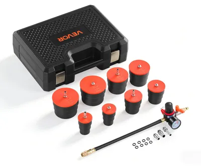Immagine prodotto di VEVOR  Kit per il controllo delle perdite di pressione di sovralimentazione del turbo, 0–80 PSI, per individuare perdite nel sistema turbo, con 4 coppie di adattatori graduati da 1-3/8 a 3-1/2 pollici, inclusi raccordi per aria per il controllo dell'intercooler e del collettore di aspirazione