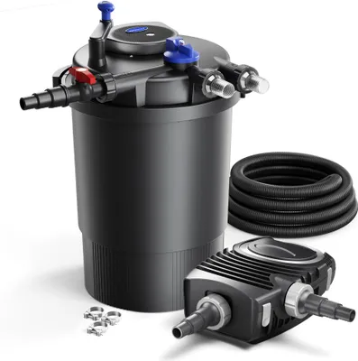 Produktbild von SunSun Komplettset: CPF-30000 Teichdruckfilter bis 12000 L mit 55 Watt UV-C Teichklärer, NEO12000 SuperECO Teichpumpe 12000l/h 100W, 10m Teichschlauch 38 mm (1 1/2"), Schlauchschellen W1 44-47mm
