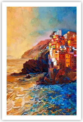 Produktbild von Poster - Poster ohne Rahmen - Manarola Bunt Öl - 61x91,5 cm - Wand Bild - Wanddeko - Wandbilder - Kunstposter - Wandposter - Bilder - Kunstdruck - Wanddekoration - Wandbild - P2XPA61x91-4164