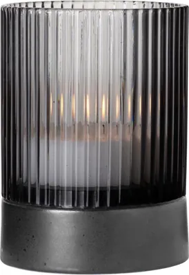 Image de ASA Glas Windlicht mit Porzellanfuß, grey JUNA D. 7 cm, H. 9,6 cm