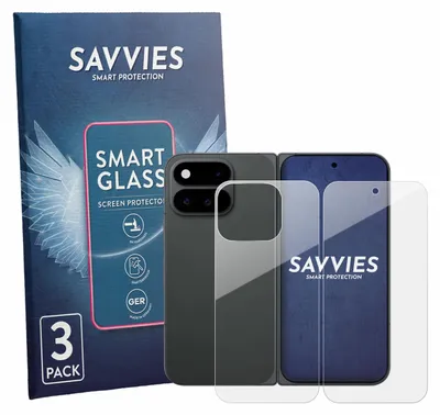 Produktbild von 3x Savvies Schutzglas Folie für Google Pixel 11 Pro Fold (Display+Rückseite) 9H Panzer Schutzfolie Glas Displayschutz klar transparent