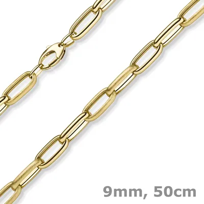 9mm-Kette-aus-585-Gelbgold-matt-glänzend-50cm