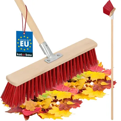 Image de KOTARBAU® Balai Brosse 43 cm Balai Exterieur Terrasse Brosse de Voirie avec Manche Bois PVC Poils Durs de Jardin Outil de Nettoyage