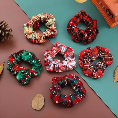 Produktbild von Scrunchies für Mädchen, 6 Stück Weihnachtstag Scrunchies