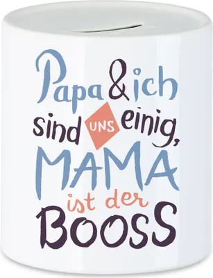 Produktbild von Papa & Ich Sind Uns Einig Mama Ist Der Boss Spardose  Geschenkidee Muttertag Humor Sarkasmus