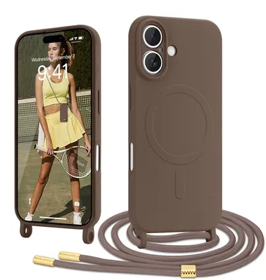Imagen del producto de Funda para teléfono con correa para iPhone 17, Marrón