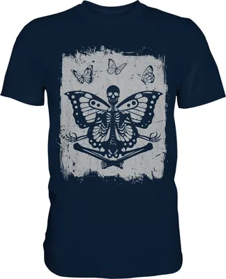 Produktbild von Skelett Schmetterling Insekten T-Shirt – Navy / M