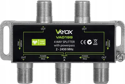 Obrázek produktu pro Rozbočovač signálu Vayox VA0199 | F-4W pro TV / Satelit