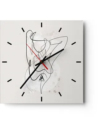 Produktbild von Wanduhr - Quadrat - Glasuhr - Linie Frau Linie - 40x40cm - Schleichendes Uhrwerk - Lautlos - zum Aufhängen bereit - Dekoration Modern - Wanddekoration aus Glas - C3AC40x40-5119