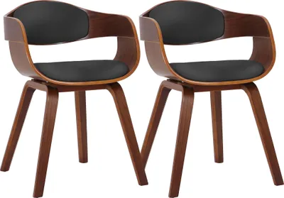 Produktbild von CLP 2er Set Stühle Kingston Kunstleder Mit Holzgestell walnuss/schwarz