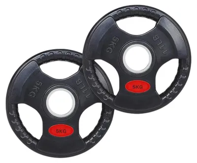 Produktbild von PH Fitness Set 5 kg Tri-Grip Hantelscheiben aus Gusseisen mit 50-mm-Aufnahme und ergonomischen Griffen – rutschfest und bodenschonend, ideal für Krafttraining, Powerlifting und CrossFit