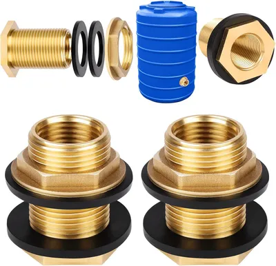 Productafbeelding van 2 stuks messing doorvoerfittingen, 1" naar 3/4" buisadapter connector slangfitting met 4 siliconen pakkingen