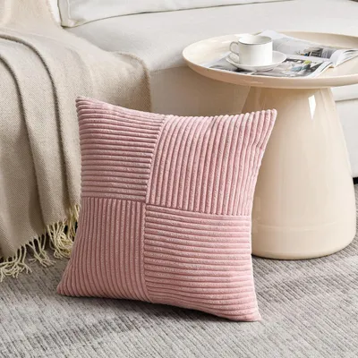 Zdjęcie produktu dla Poszewka na poduszkę 40x40 cm, kolor: pudrowy róż, materiał: kordowa tkanina, 1 sztuka