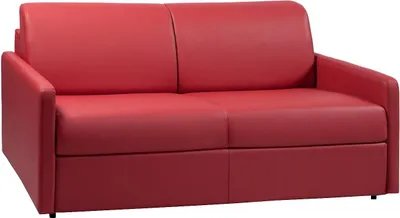 Produktbild von Schlafsofa 3-Sitzer - Liegefläche: 140 cm - Matratzenhöhe: 22 cm mit Memory Schaum - Kunstleder - Rot - CALIFE
